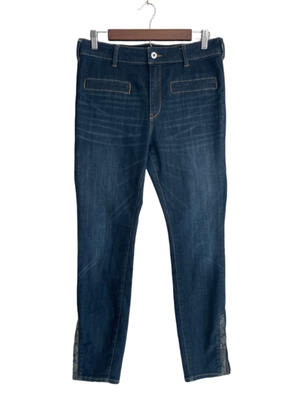 Pilcro Anthropologie Jeans Womens 28 High Rise Skinny Ankle Zip Snake Trim Dark